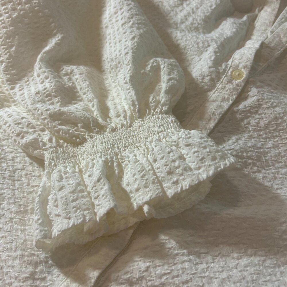 Gap Seersucker Peasant Shirt plus size XXL White - Picture 4 of 10